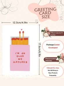 1pc Matchbox Mother's Card "I'm So Glad We Matched" - Matchbox Design With Matchstick Characters, Funny Romantic Card Suitable For Birthdays, Mother's Day Gifts - Multicolor - View 3