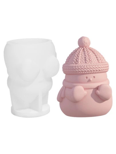 New Christmas Snowman Yoga Pose Candle Silicone Mold, DIY Christmas Bubble Snowman Scented Candle Silicone Mold
