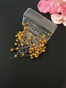 100pcs Beaded Sewing Needles Set, 4.1cm Straight Pearlescent Needles, Multi-Color Options, Portable Sewing Tool Suitable For Clothing Making, Patchwork, Doll Making, Suitable For Sewing Beginners, Home DIY Enthusiasts, Students Handicraft - Pearl Needle Box Packaging - View 3