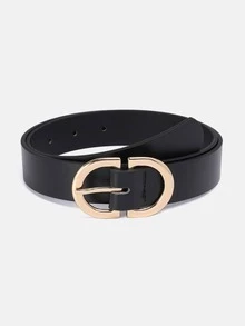 1pc Women's Double D Buckle Multicolor PU Decoration Fashion Waist Belt, Suitable For Daily Use Fall, Autumn, Halloween - Black - View 5