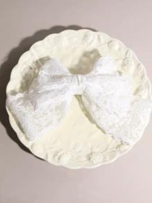 1pc Minimalist Lace Triple-Layer Bow, Suitable For Weddings, Holidays, Daily Wear, School, Travel - Beige - View 4