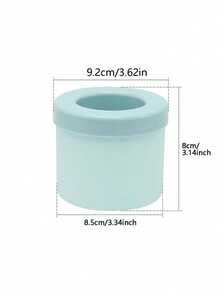 1pc Silicone Ice Cube Mould, Cylinder 3D Ice Cube Maker,Simple Bucket Design Ice Cube Maker Tray With Lid For Kitchen Seafood Sashimi, Back To School Supplies - Blue - View 3