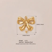 1件复古法式金色蝴蝶结吊坠，天使瓷珠花朵吊坠，DIY项链/手链配件，时尚百搭，18K镀金，适合送给妻子和母亲 - 金色 - 查看 14