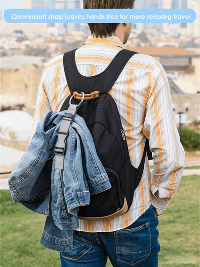 1 Pc Adjustable Multi-Functional Quick Release Backpack Hanging Strap Hands Free Luggage Jacket Holder Yoga Mat Water Bottle Buckle For Travel Camping Hiking Outdoor Daily Use