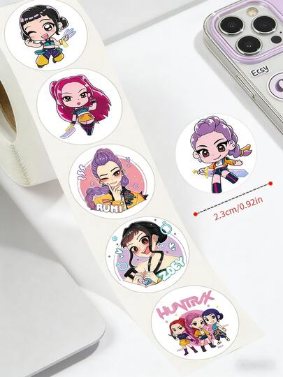 500Pcs K-Pop Girl Group Curly Hair DIY Decor Stickers, Journal & Scrapbook Decals For Notebooks & Stationery, Envelope Seal Stickers, Ideal Holiday Supplies For Easter, Valentine's Day & New Year