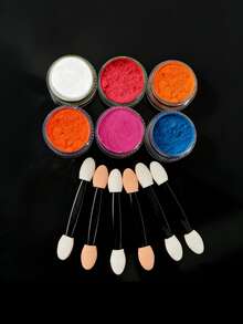 Dofuny 6色荧光哑光指甲颜料磷光散粉亮片霓虹亚克力美甲创意闪光眼影颜料哑光亮片化妆品闪光眼影粉 - 彩色 - 查看 6