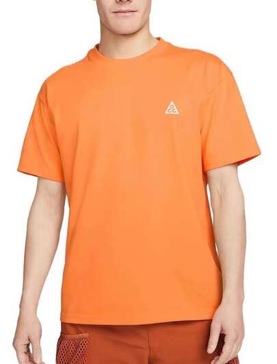  Camiseta Nike ACG de manga corta con cuello redondo y letras en color liso Dopamine para hombre, color naranja