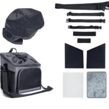 Pet Bicycle Front Carrier Backpack For Bike Riding Foldable Removable, Reflective Sts, 2 Side Storage Pockets, Pet Travel Bag For Cats Small Dogs - Grey - View 1