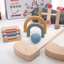 Kids Wooden Golf Toy Set, Outdoor Lawn/Indoor Sports Educational Toy Kit For Preschool - Multicolor - View 4