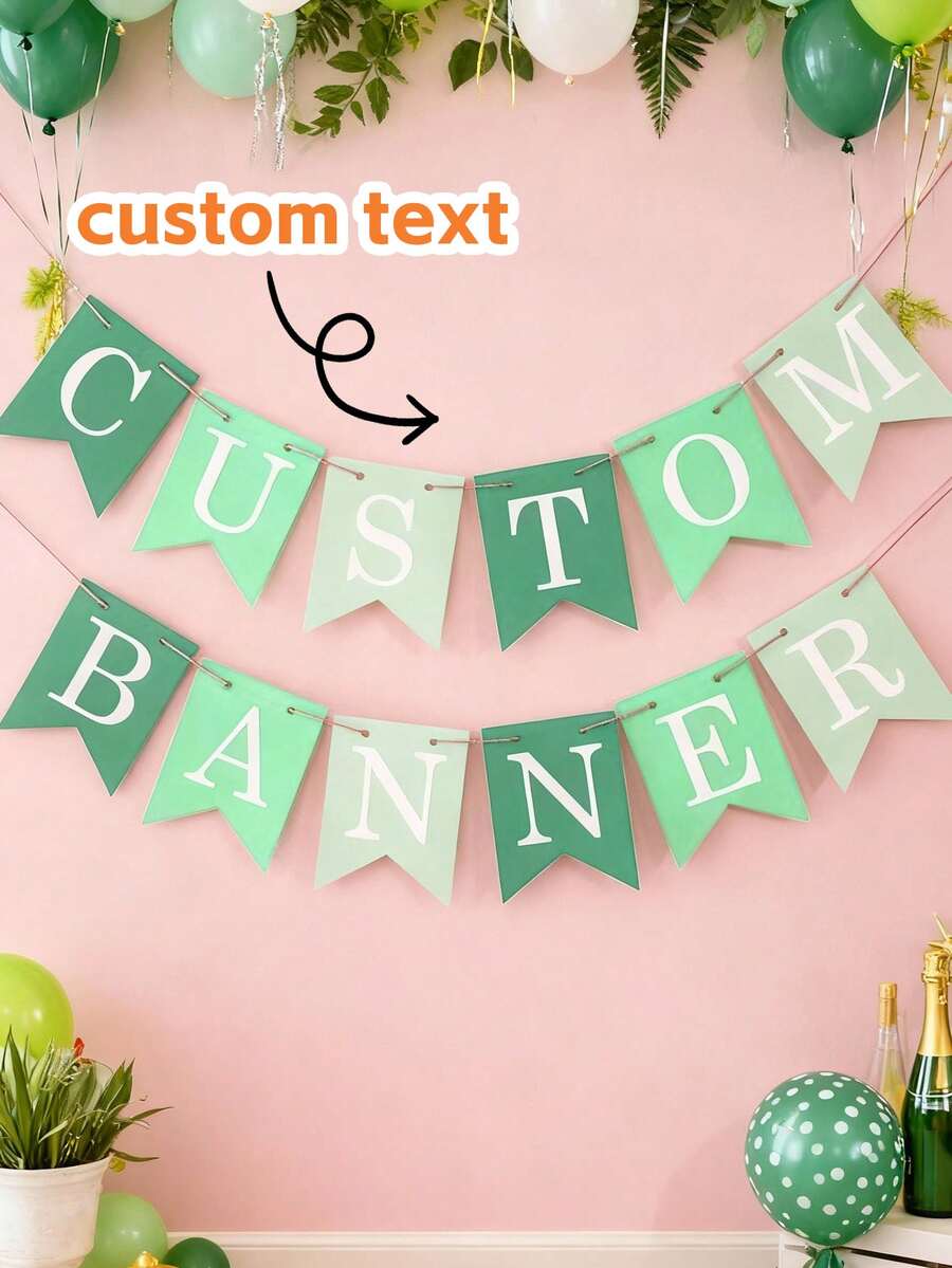 Customized Banner, Personalized Banner, Design Your Own Banner, Can Add Name, Text Or Photo, Suitable For Party, Birthday, Wedding, Graduation, Anniversary, Engagement, Baby Shower And Other Occasions - Multicolor - View 1