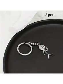 2/4/6/8/10个装可爱迷你情侣钥匙扣 - 简约不锈钢心形连体小摆件，适合作为情人节情侣礼物，男女通用背包挂件，送给爱人、朋友和家人（经久耐用） - 愛心鑰匙圈 - 查看 7