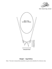 Collar de lazo de plata de ley 925, collar gargantilla de estilo Ins delicado y único, empaquetado en caja de regalo para el cumpleaños de la novia - Plateado - Ver 3