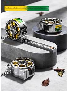 单件装不锈钢2米卷尺，耐磨、防水、耐腐蚀，轻便，镂空设计钥匙扣卷尺 - 單件 - 查看 2