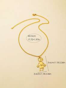 Customized Cute Cartoon Minimalist Design Pendant Necklace, Creative Personalized Pendant Necklace Gift Made From Children's Artwork - Yellow Gold - View 3