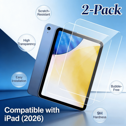 2 piezas de protector de pantalla de tableta transparente de alta definición, adecuado para película de vidrio de iPad, película de vidrio templado, película protectora de tableta, cobertura completa, suave, sin cortes, sin rotura, a prueba de golpes