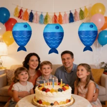 蓝/黄/绿大鱼纸灯笼，海底派对大鱼悬挂装饰，海洋主题生日派对、教室、办公用品、节日派对、生日、婚礼装饰、生日快乐/婚礼/派对装饰、圣诞节、派对装饰、生日装饰、节日装饰、餐厅装饰、多场景可折叠纸灯笼 - 生日/圣诞节/餐厅主题装饰、流苏婚礼悬挂灯笼、可折叠圆形背景装饰、情人节返校季餐厅氛围灯/生日派对悬挂装饰、可折叠彩色卡通、婚礼/圣诞节主题餐厅装饰、漂浮装饰 - 藍色 - 查看 7