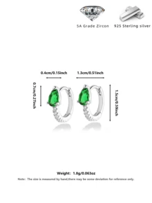 S925纯银微镶锆石双圈耳环，梨形水滴形奢华耳环，低过敏性，适合耳洞佩戴 - 彩色 - 查看 3