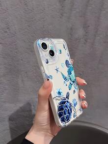 Soft Transparent Anti-Drop Phone Case With Cute Blue Sea Turtle Illustration, Suitable For IPhone 17/17 Pro/17 Pro Max/17 Air/16/16 Plus/16 Pro/16 Pro Max - Multicolor - View 4