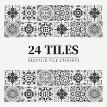24pcs Retro Black And White Self-Adhesive Tile Stickers, Horizontal Arrangement, Classic Tile Design, Durable Wall Stickers, Kitchen Tile Stickers - one-size - View 6