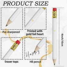 200pcs Gold Foil Heart Shaped Mini Pencils, Wedding Pencils, Wedding Party Pencils, Wedding Game Pencils, Valentine's Day Gifts, Mini Pencils In White, Pink, Black, Green - Gold Foil Heart - View 6
