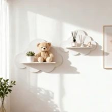 Estantería de pared con forma de nube, estilo nórdico, estante flotante decorativo y práctico para la habitación - Nubes blancas - Ver 7