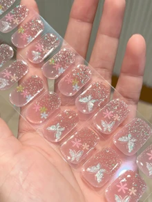 Emi 固化凝胶美甲贴，透明底胶，20 片装，需配合 UV 灯使用，沙龙品质，持久耐用，ES20 跨境批发代发货 红皮书同款美甲贴纸，指尖美甲贴纸 - 淺粉色 - 查看 6