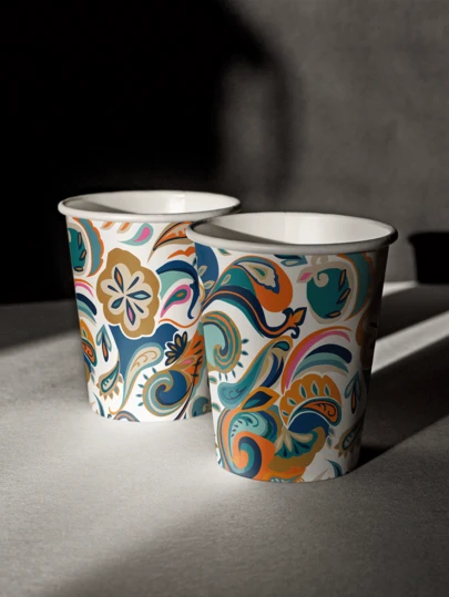 20/50 Pcs Paisley Paper Cups, Disposable Coffee/Tea Cups Hot/Cold Colourful Beverage Drinking Cups For Office Party Home Picnic ,It's The Perfect Choice For Weddings And Mother's Day Celebrations.(Paisley)