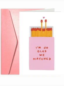 1pc Matchbox Mother's Card "I'm So Glad We Matched" - Matchbox Design With Matchstick Characters, Funny Romantic Card Suitable For Birthdays, Mother's Day Gifts - Multicolor - View 1