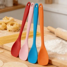 [2/4 Packs]Silicone Spatula Spoon Set, Heat Resistant Rubber Spoonula, Seamless Non-Stick Flexible Scrapers For Baking/Cooking Mixing Tool, Dishwasher Kitchen Utensils, (Red/Pink/Orange/Blue) - Red - View 1