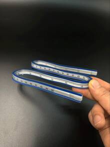 Flexible Curve Ruler With Transparent Markings - Durable Soft Plastic, For Sewing, Drawing And Design - Easy To Clean Edges, White/Blue - Snake-shaped Flexible Ruler - View 4