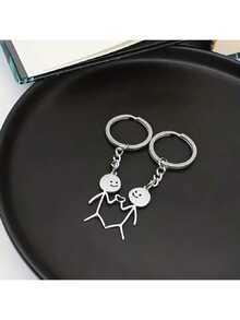 2/4/6/8/10个装可爱迷你情侣钥匙扣 - 简约不锈钢心形连体小摆件，适合作为情人节情侣礼物，男女通用背包挂件，送给爱人、朋友和家人（经久耐用） - 愛心鑰匙圈 - 查看 2