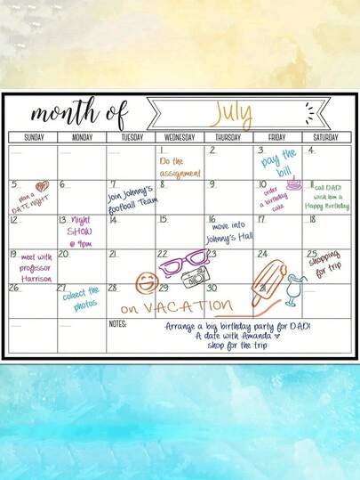 1个磁性冰箱日历 - 强力磁性背衬，(21 * 28厘米) 光滑可擦写表面，实用日历，耐用白板 - 非常适合厨房收纳、膳食计划、家庭计划、提醒事项和冰箱便条。有了这款便捷的日历，您可以追踪目标、待办事项和约会，也可作为家居装饰、冰箱装饰，是送给女性、男性和家人的理想礼物。