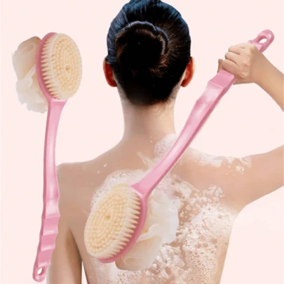 长柄沐浴刷，多功能磨砂刷，可用于背部去角质和淋浴清洁