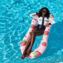 Strawberry Print Mesh Inflatable Pool Float Pink Lounge For Summer Water Fun - Strawberry - View 6