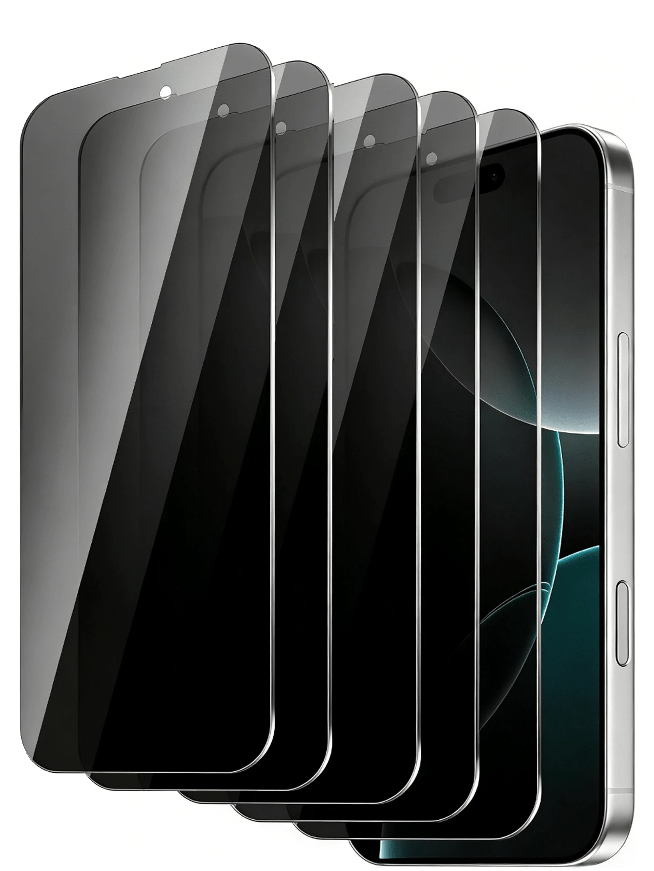 Shockproof Privacy Tempered Glass Screen Protector 5Pcs Anti-Spy For IPhone 17 17e 16 15 14 13 12 11 Pro Max XR XS Max Air Se 8 7 6 Plus Anti-Fingerprint Bubble-Free Case Friendly Protective Film Spring Gift Anniversary - Black - View 1