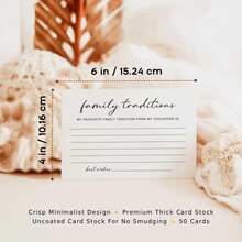 Family Tradition Cards For BabyShower, Bridal Shower,Holidays & Family Gatherings, 4x6" White, Minimalist - View 4