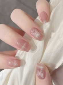 Semi Cured Gel Nail Strips, 20Pcs Long Lasting Salon Quality Wraps, Easy Apply & Remove Gel Nail Stickers With UV Light - Apricot - View 5