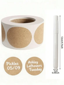 500张/卷，牛皮纸标签贴纸，用于礼品封口装饰，物品分类名称贴纸（多种款式可选） - 彩色 - 查看 4