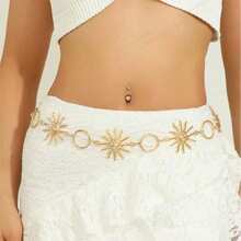 Plus Size Bohemian Retro Floral Waist Chain For Women - Gold - View 11