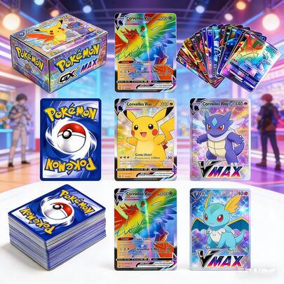 Cartas coleccionables Pokémon holográficas brillantes - Edición de coleccionista súper rara iridiscente | Limitado a 200 sets | Coleccionable popular, adecuado para fans, deslumbrante lámina holográfica | ¡30% de descuento por tiempo limitado! ¡Incluye talla grande de 200 cartas raras!