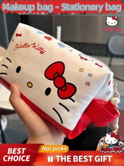 SANRIO Túi đựng mỹ phẩm , túi đựng đồ dùng vệ sinh cá nhân du lịch dung tích lớn, túi trang điểm chống thấm nước, vật dụng cần thiết khi đi du lịch, túi đựng đồ trang điểm, cũng có thể dùng làm hộp đựng bút chì cho học sinh, quà tặng tựu trường (có thể lau sạch nếu hơi bẩn)