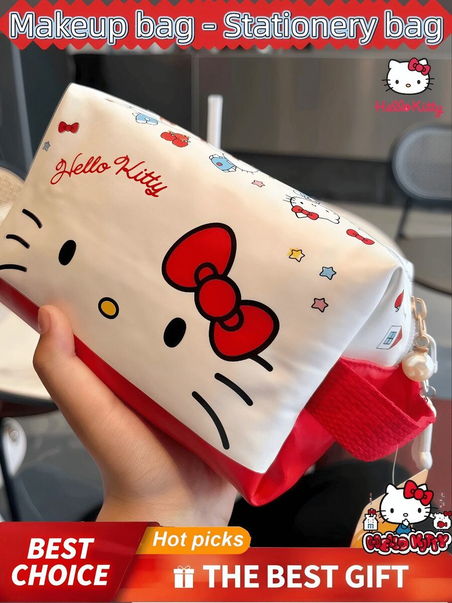 SANRIO Túi đựng mỹ phẩm , túi đựng đồ dùng vệ sinh cá nhân du lịch dung tích lớn, túi trang điểm chống thấm nước, vật dụng cần thiết khi đi du lịch, túi đựng đồ trang điểm, cũng có thể dùng làm hộp đựng bút chì cho học sinh, quà tặng tựu trường (có thể lau sạch nếu hơi bẩn) - Nhiều màu - Xem 1