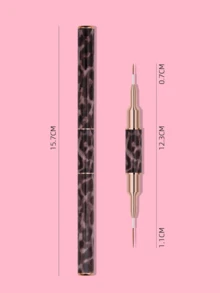 Bestselling Dual-Ended Leopard Print Nail Art Brush, Ultra-Fine Liner For Detailing & Flower Painting - Rust Brown - View 3