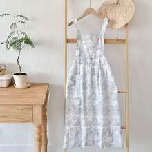 1 chiếc tạp dề họa tiết hoa cổ điển dành cho nữ, dây đeo có thể điều chỉnh, chống thấm nước và dầu mỡ. - tạp dề in hoa nhỏ - Xem 4