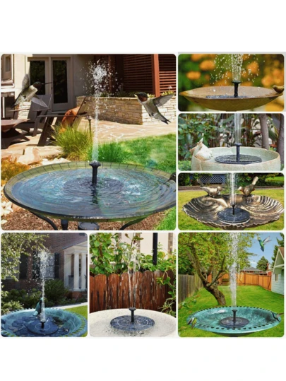 Fuente solar para exteriores, bomba de estanque solar y 7 boquillas para baño de pájaros, pecera, fuente decorativa de estanque de jardín