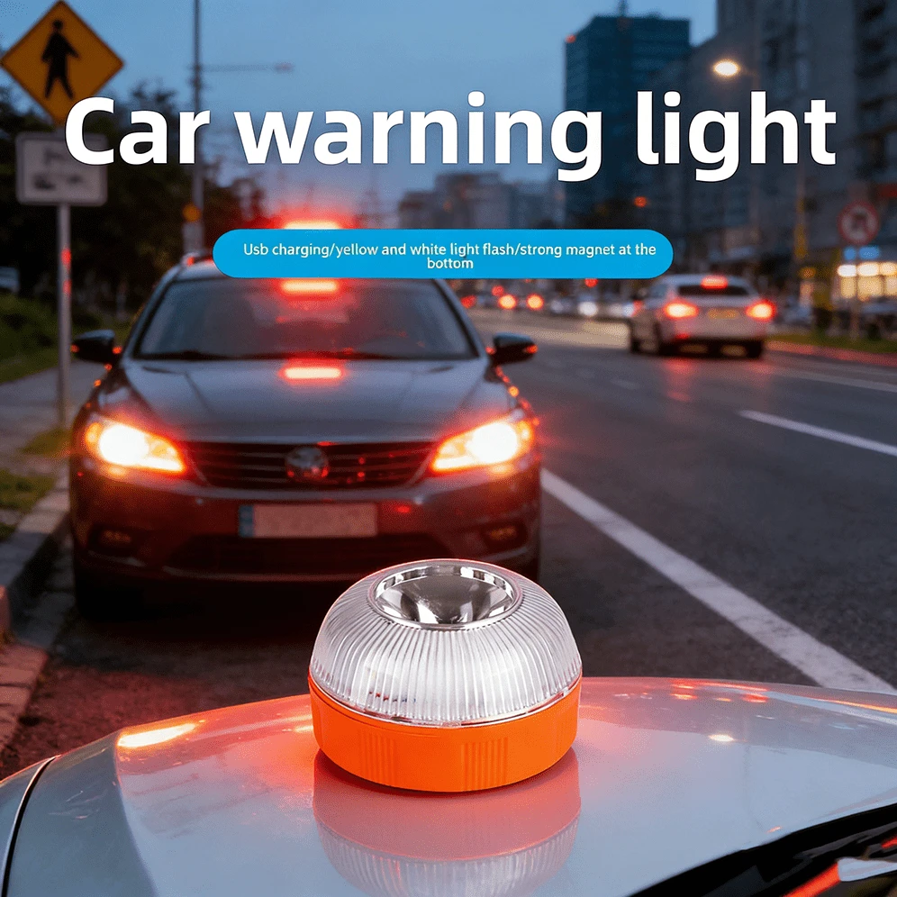 1pc New Reinforced Universal LED Indicator Light, Suitable For Front, Rear And Side, Applicable For Trucks, RVs, Cars, Buses, Trailers, Motorhomes And Boats, Battery Not Included, Automotive LED Light, Car Emergency Light, Automotive Accessories, Car Safety Emergency Reflective Light With Magnetic Base Movable Vehicle Warning Device