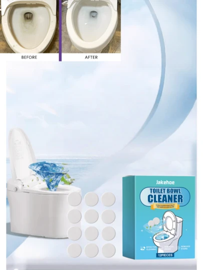 jakehoe 12片装马桶清洁片，缓释型马桶水箱清洁剂，用于除臭和去除污渍，浴室马桶清洁和保养，除臭，去除污渍，除垢清洁片