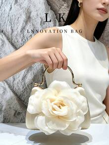 1件装花卉图案派对手拿包，时尚设计斜挎包，女士晚宴婚礼手拿包 - 彩色 - 查看 7