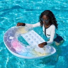 Ombre Glitter Mermaid Pattern Inflatable Float With Cup Holders & Handles, Pool Lounger, Water Party Essential - Mixed Colors - View 5