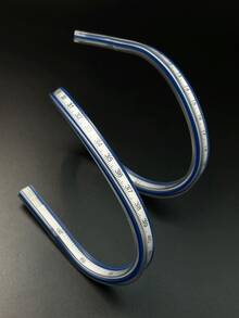 Flexible Curve Ruler With Transparent Markings - Durable Soft Plastic, For Sewing, Drawing And Design - Easy To Clean Edges, White/Blue - Snake-shaped Flexible Ruler - View 5